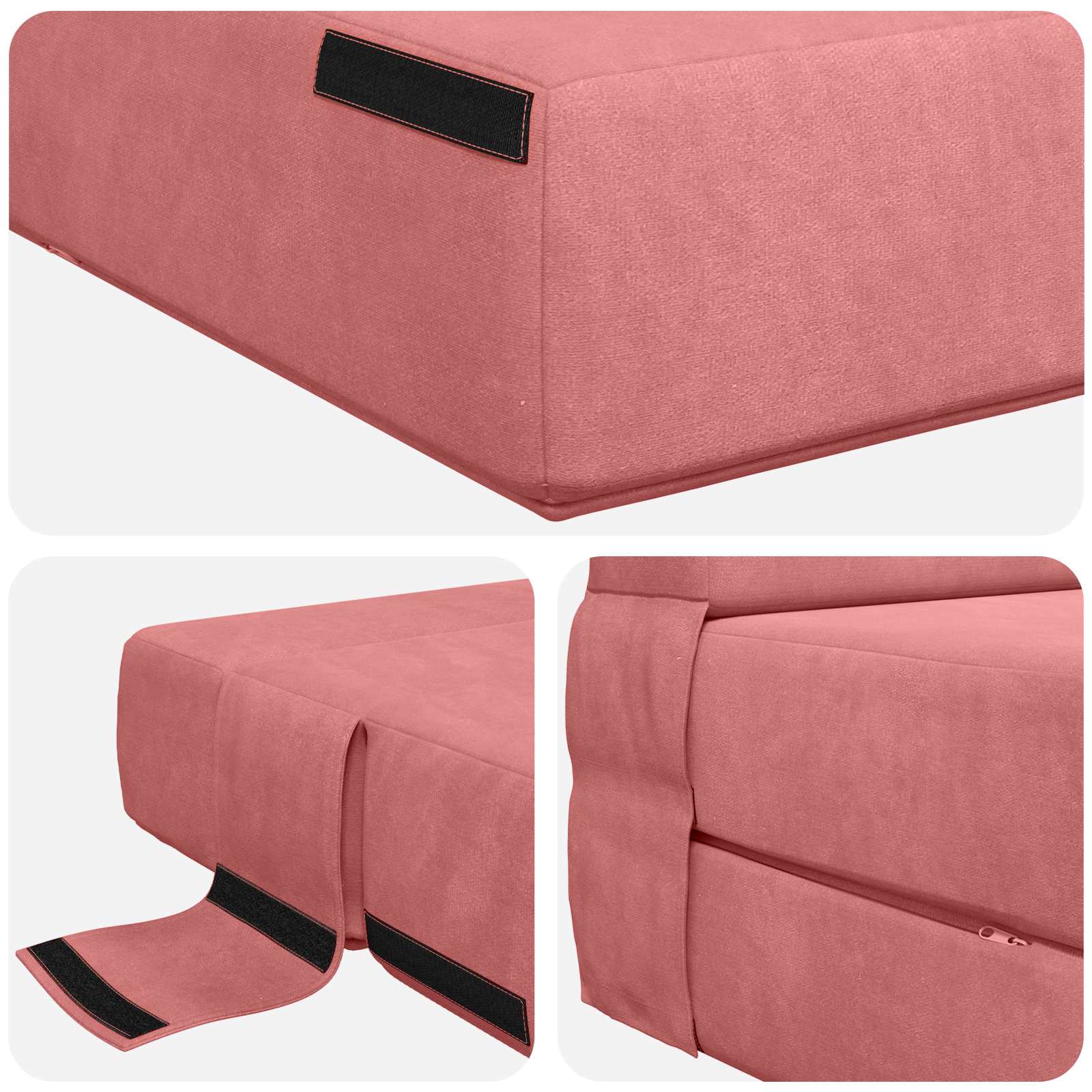 Canapé-lit pliant Rose 203 x 152 x 15 cm Velours - XIOS