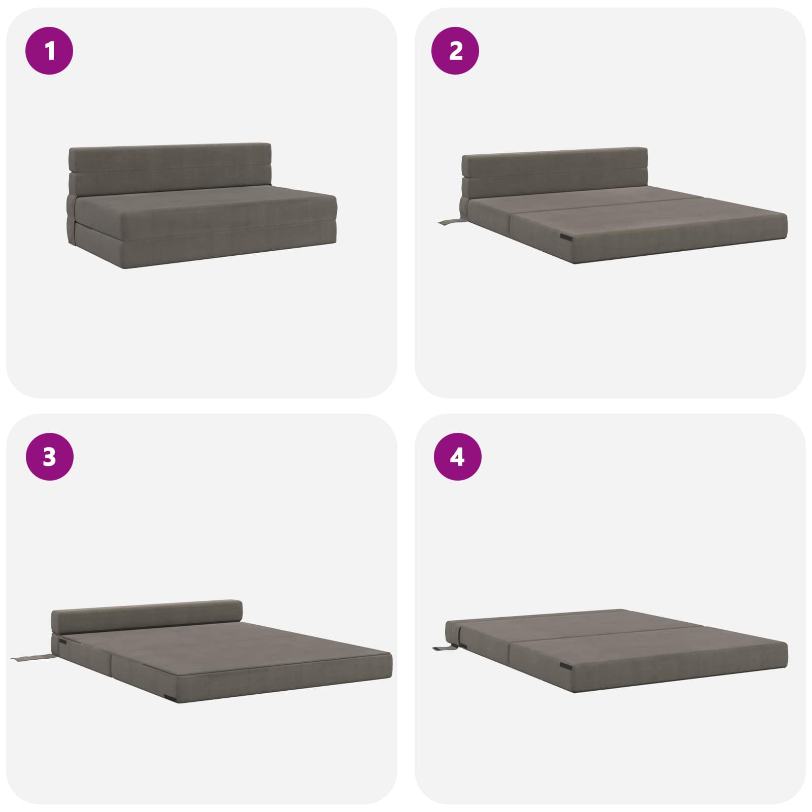Canapé-lit pliant Gris clair 203 x 152 x 15 cm - XIOS