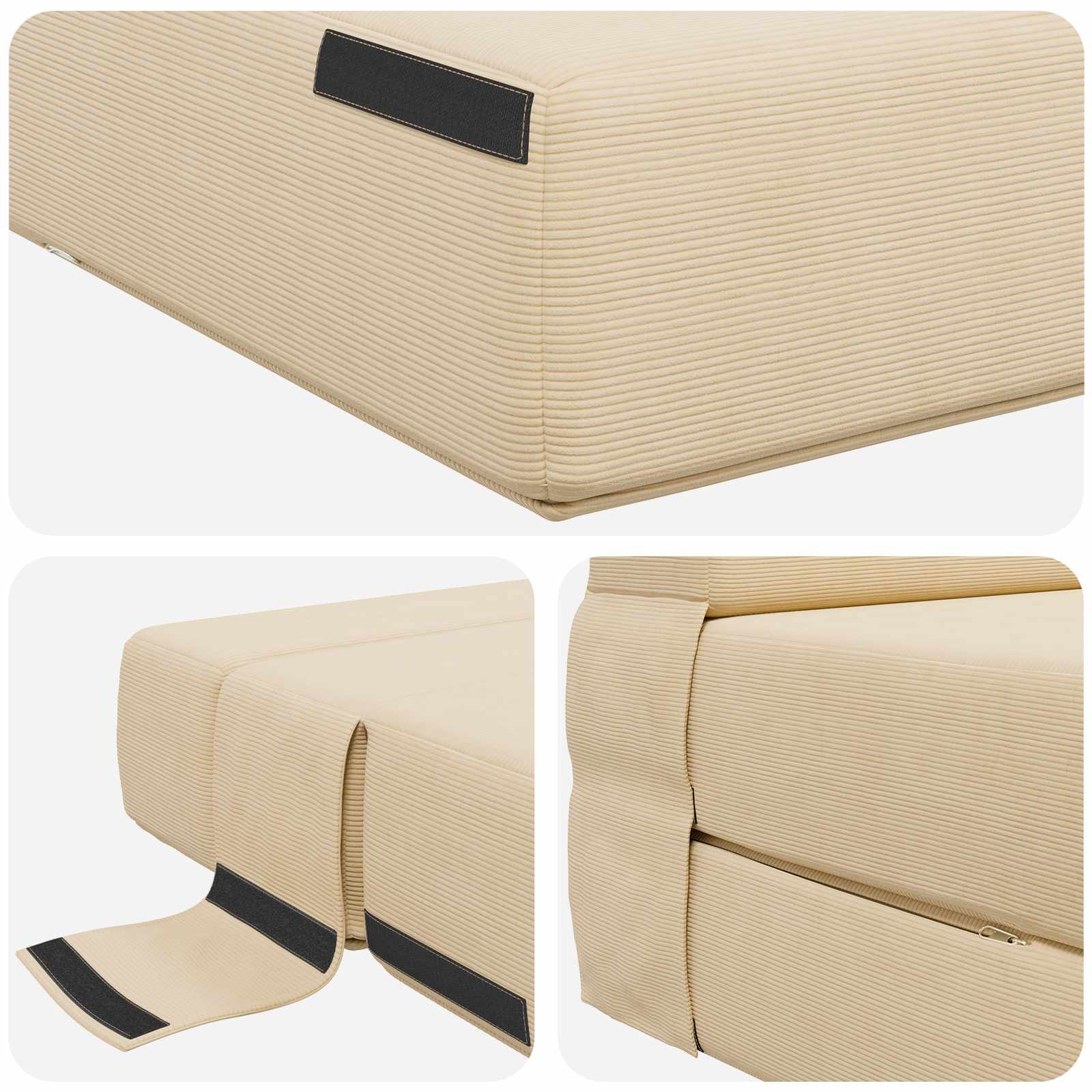 Canapé-lit pliant Crème 203 x 152 x 15 cm - XIOS