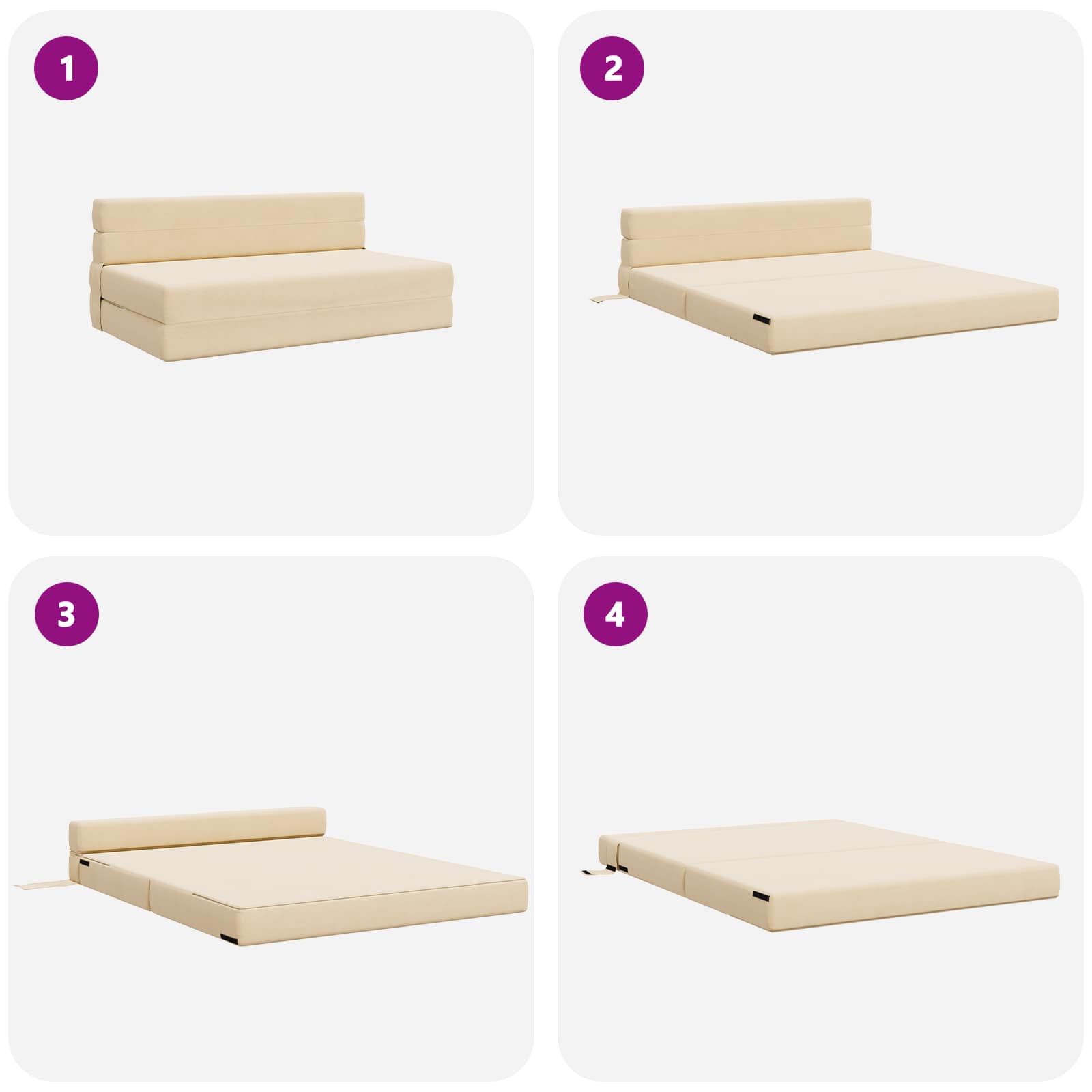 Canapé-lit pliant Crème 203 x 152 x 15 cm - XIOS