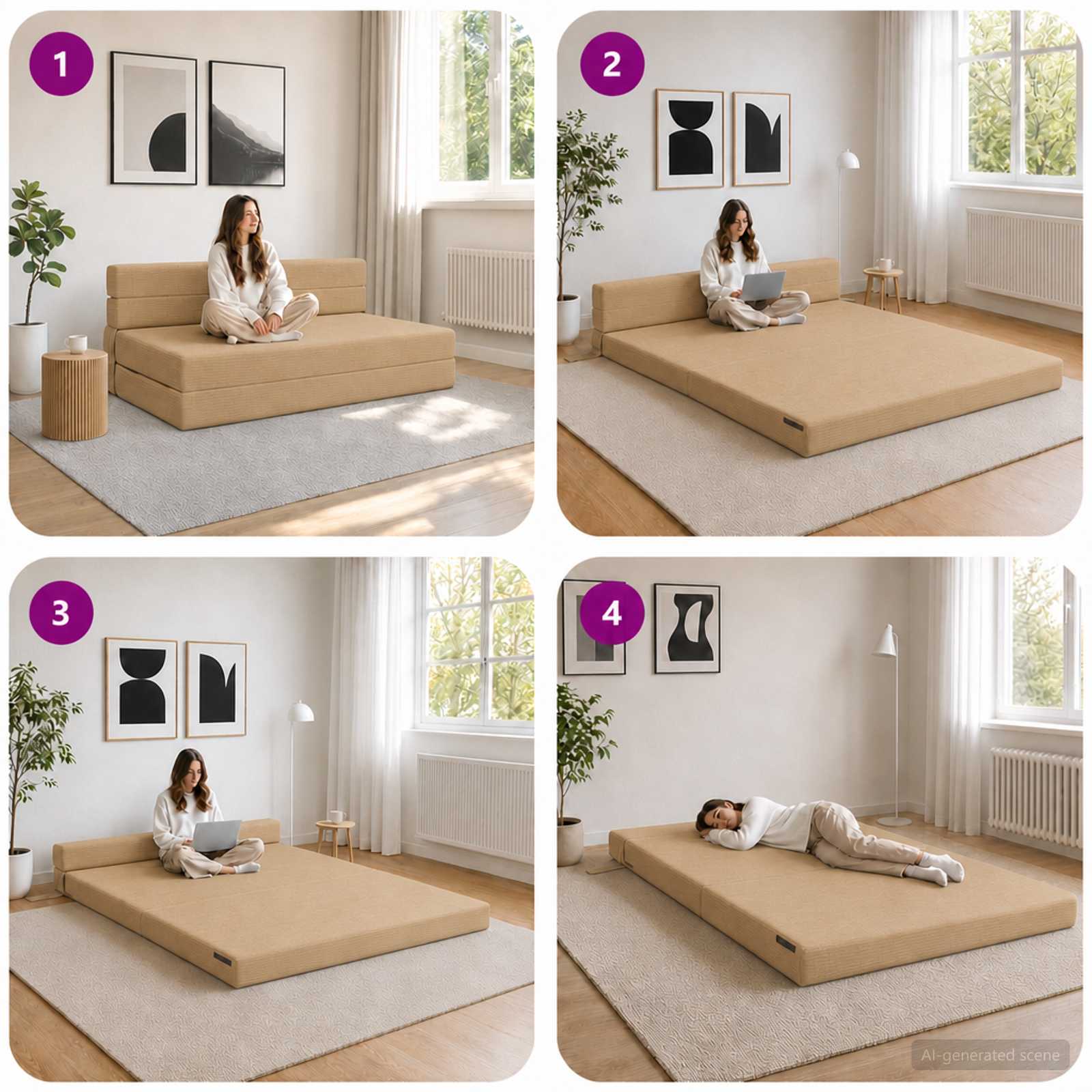Canapé-lit pliable Vert Gris 152 x 86,5 x 60 cm Tissu