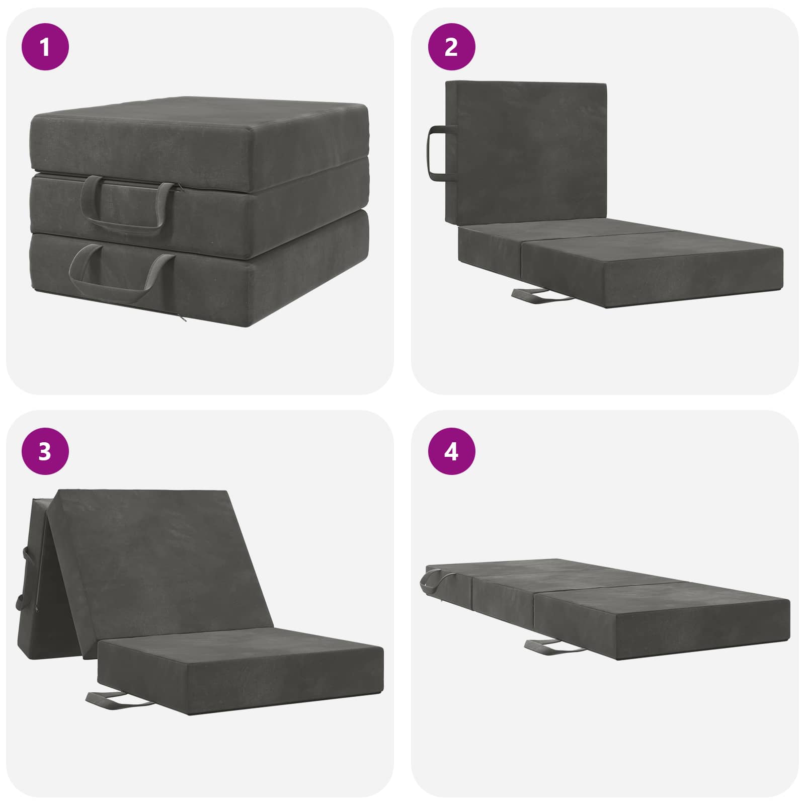 Canapé-lit pliable 75 x 63 x 45 cm Gris foncé - XIOS