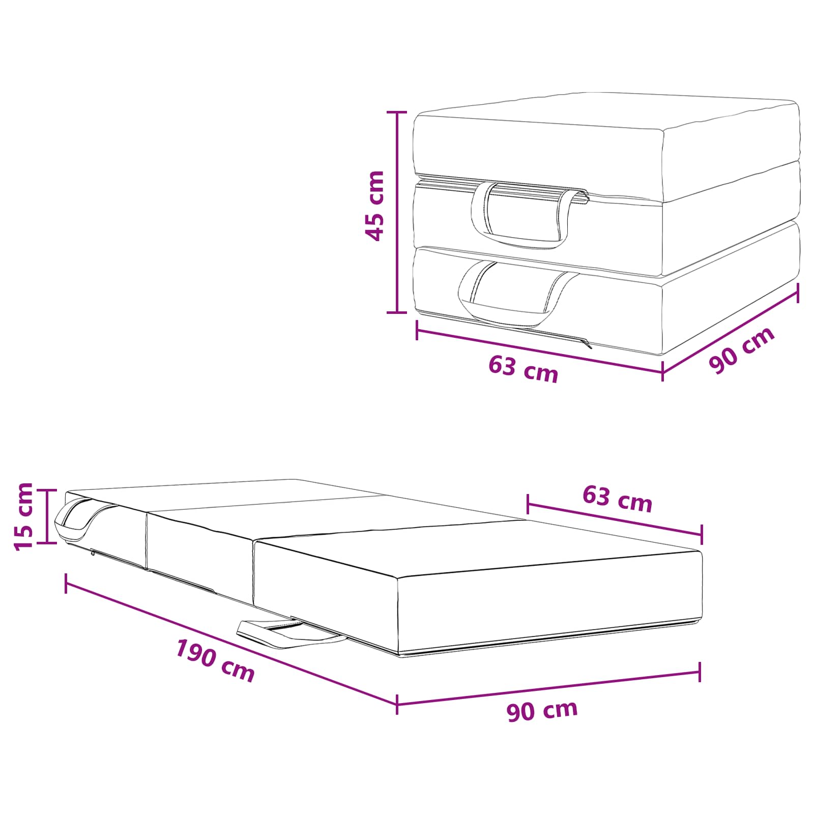 Canapé-lit pliable 90 x 63 x 45 cm Bleu - XIOS
