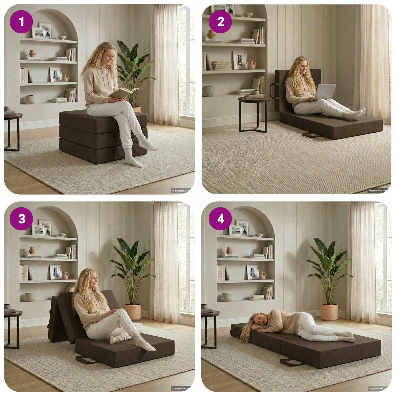 Canapé-lit pliable 75 x 67 x 45 cm Taupe - XIOS