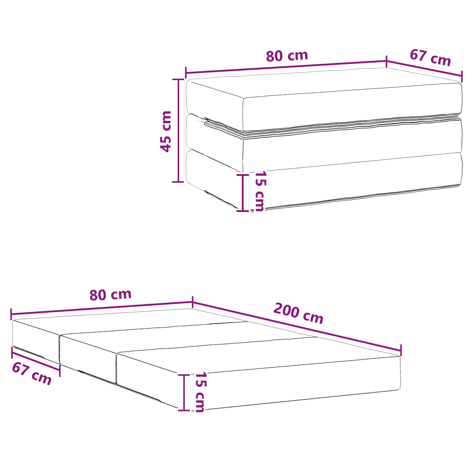 Canapé-lit pliable 80 x 67 x 45 cm Gris foncé - XIOS