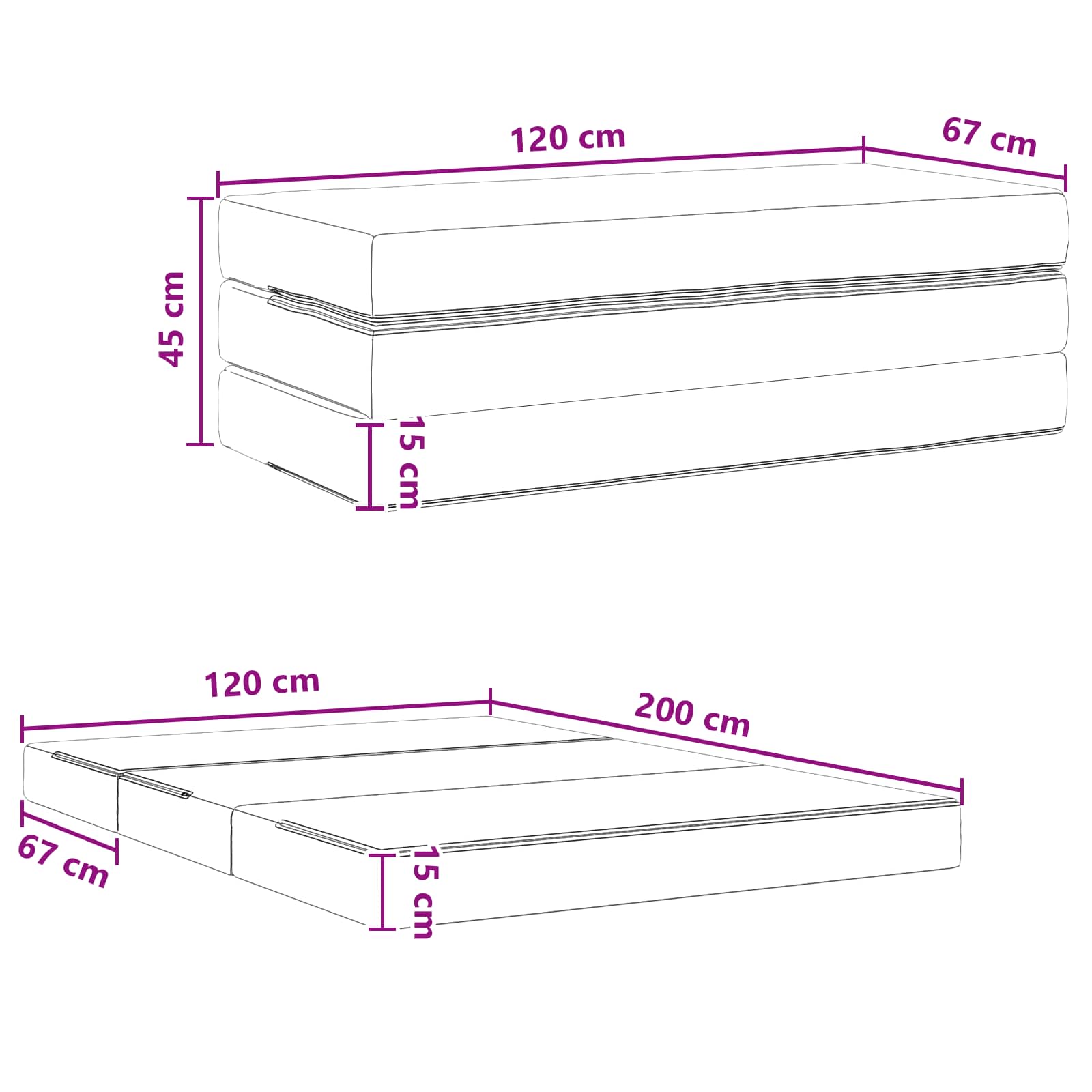Canapé-lit pliable 120 x 67 x 45 cm Gris foncé - XIOS