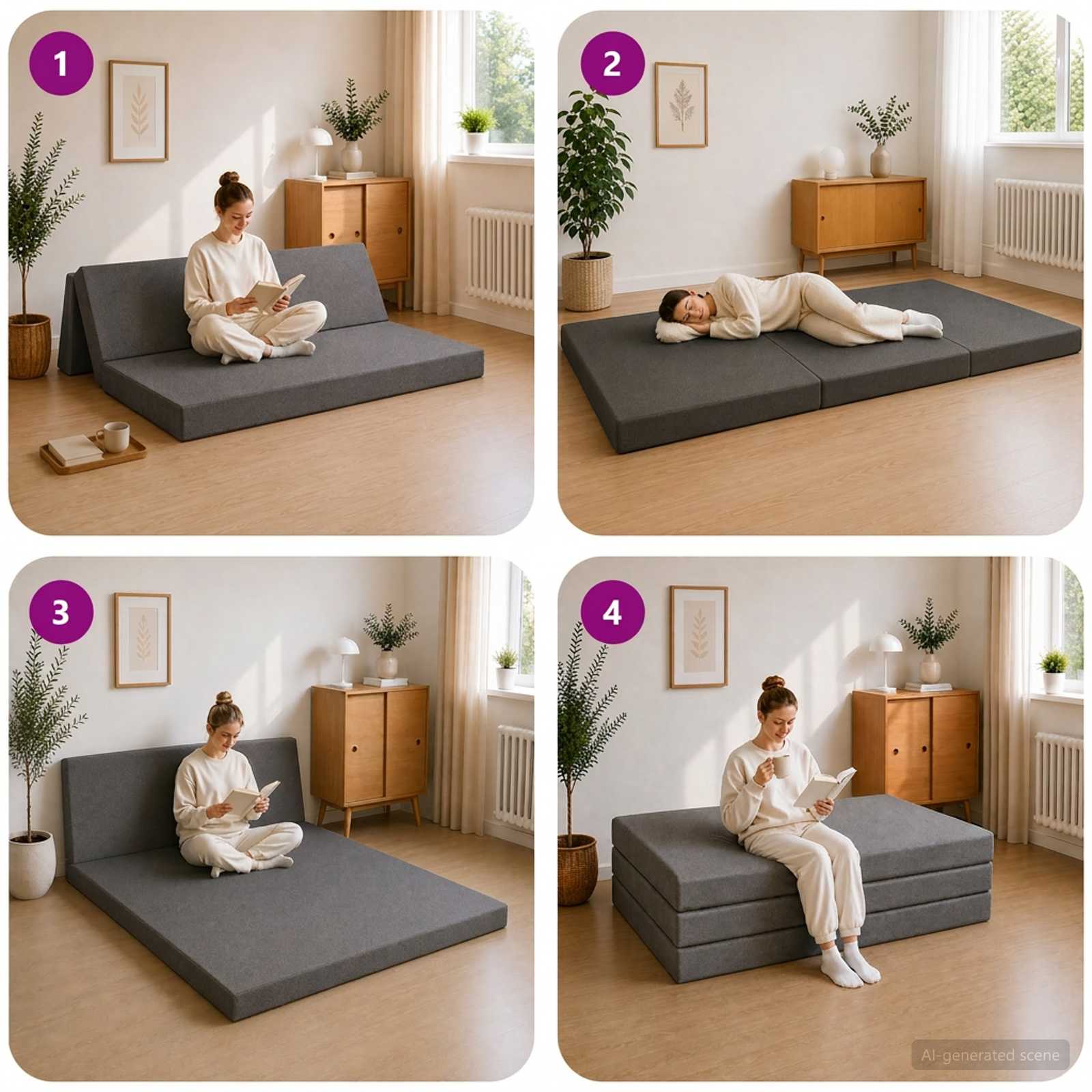Canapé-lit pliable 160 x 67 x 45 cm Gris clair