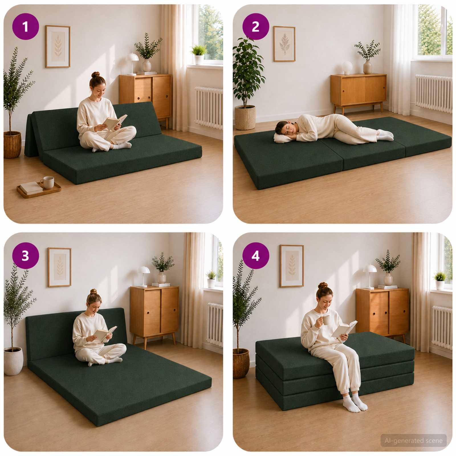 Canapé-lit pliable 160 x 67 x 45 cm Vert foncé