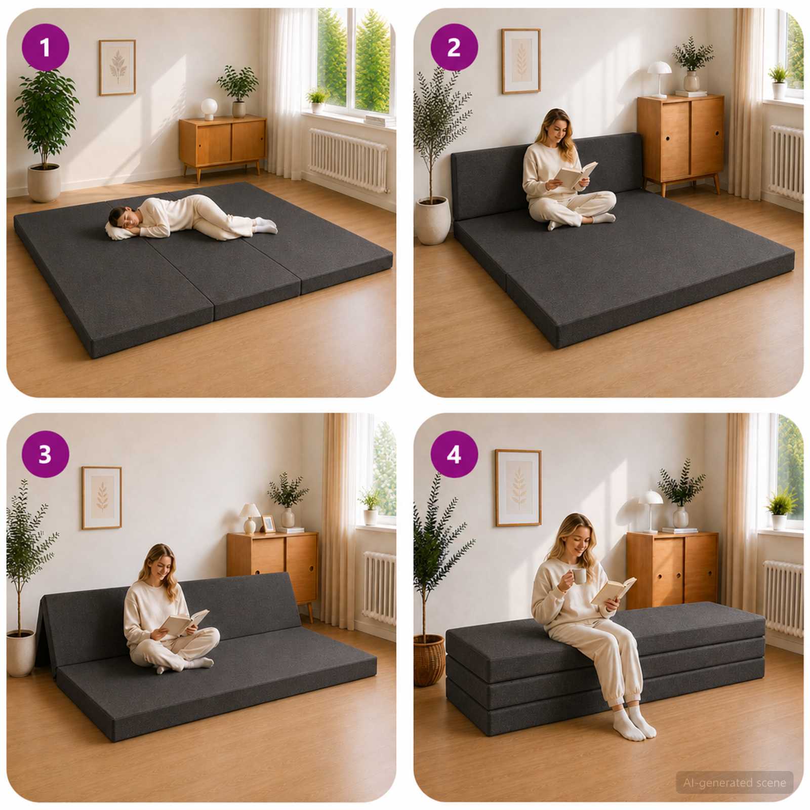 Canapé-lit pliable 200 x 67 x 45 cm Gris foncé