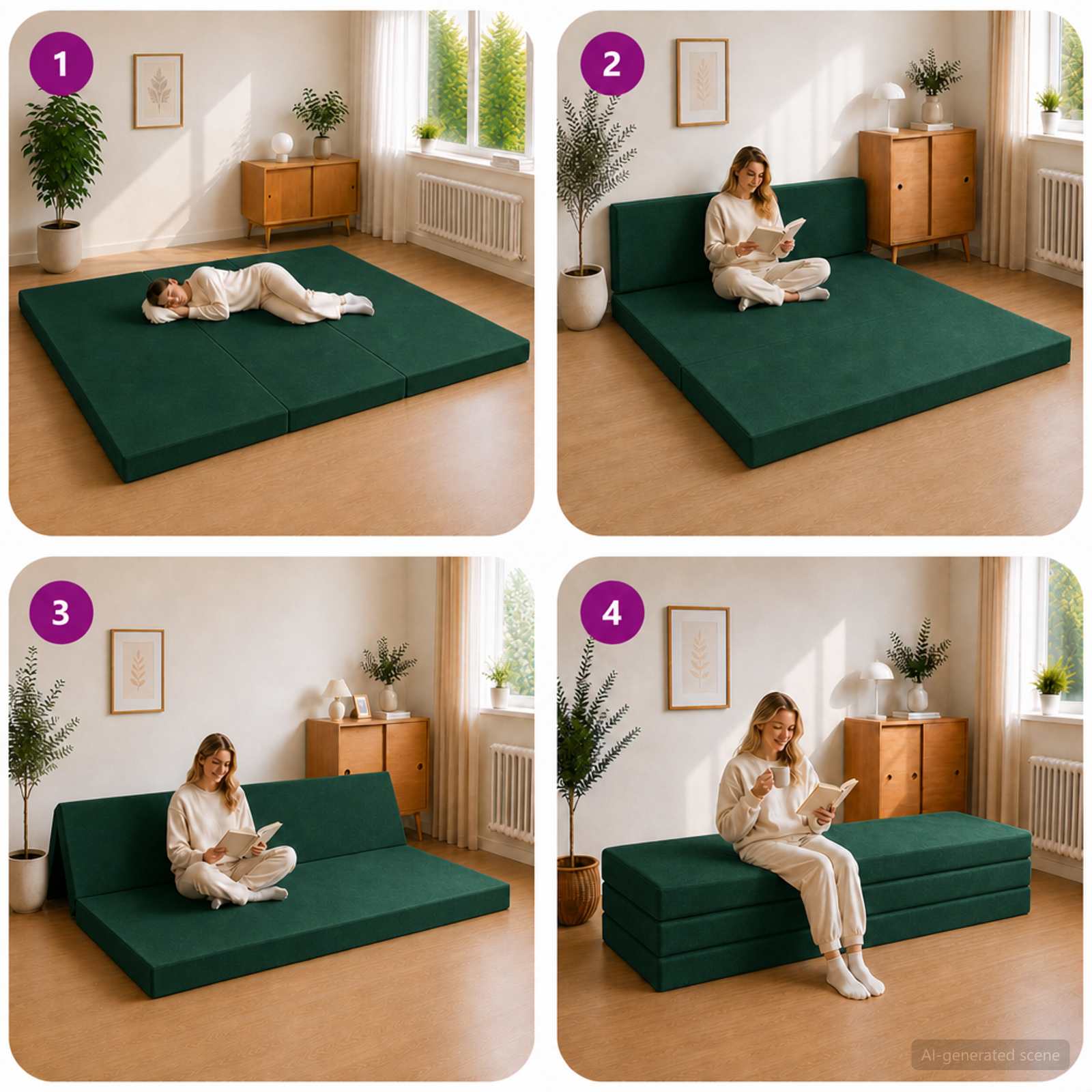 Canapé-lit pliable 200 x 67 x 45 cm Vert foncé