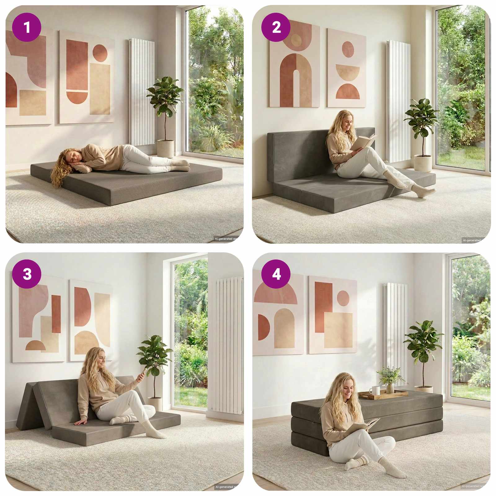 Canapé-lit pliable 160 x 67 x 45 cm Gris clair