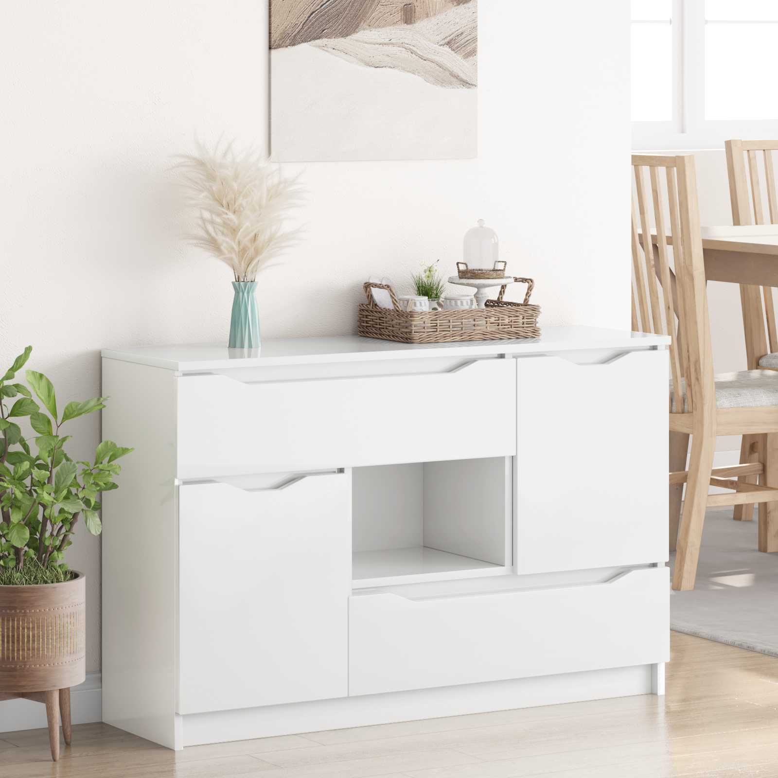 Buffet Blanc brillant 100 x 30 x 65,6 Bois d'ingénierie - XIOS