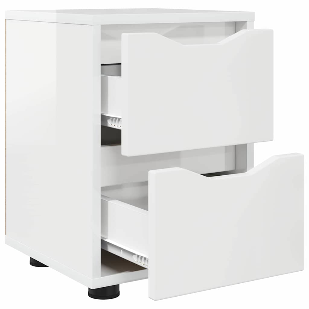 Table de chevet avec tiroir Blanc brillant 30,5 x 30 x 43 cm - XIOS
