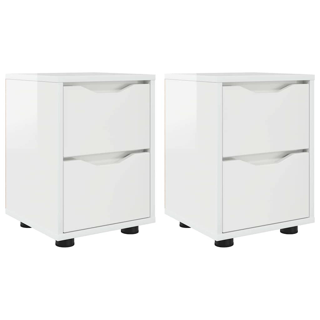 Tables de chevet 2 pcs Blanc brillant 30,5 x 30 x 43 cm - XIOS