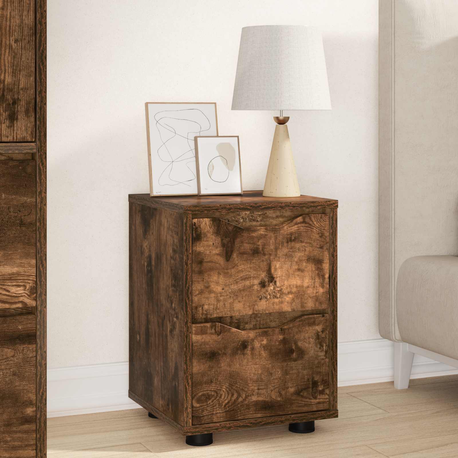 Table de chevet Chêne fumé 30,5 x 30 x 43 cm Bois d'ingénierie - XIOS