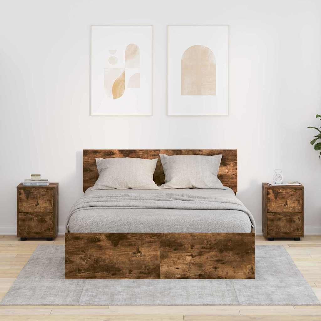 Tables de chevet avec tiroir 2 pcs Chêne fumé 30,5 x 30 x 43 cm - XIOS