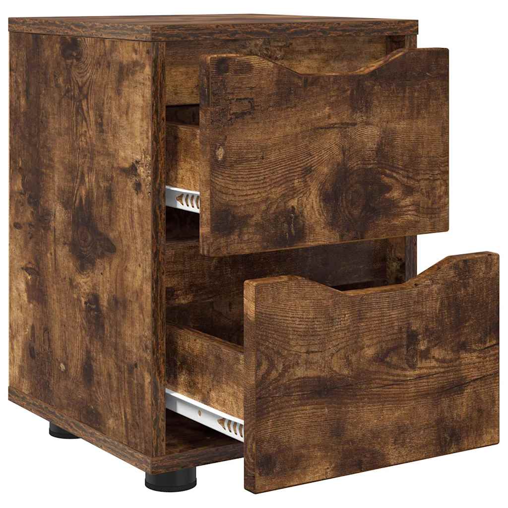 Tables de chevet avec tiroir 2 pcs Chêne fumé 30,5 x 30 x 43 cm - XIOS