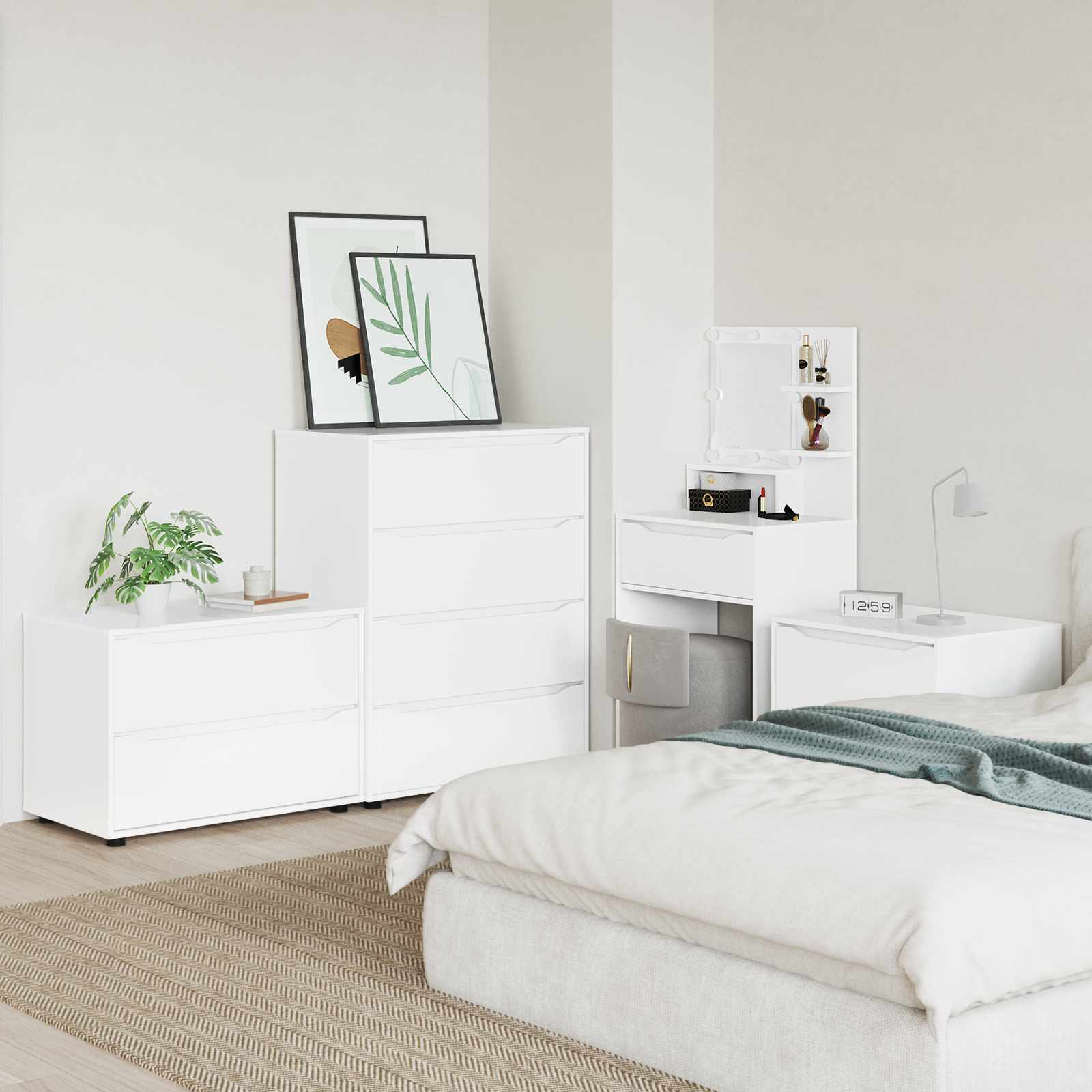 Armoire de rangement 80 x 48 x 57 cm Bois d'ingénierie Blanc - XIOS