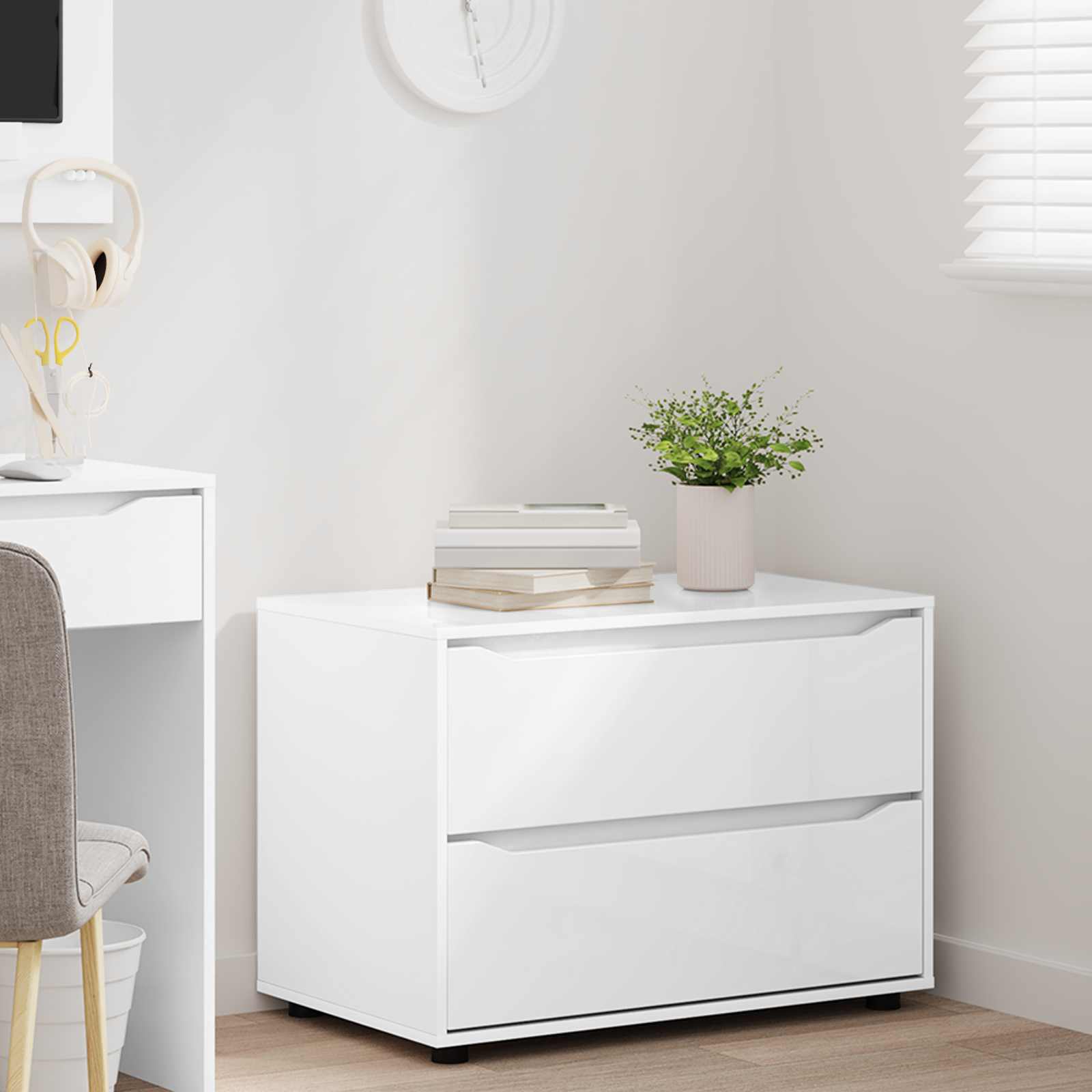 Armoire de rangement 80 x 48 x 57 cm Bois d'ingénierie Blanc - XIOS
