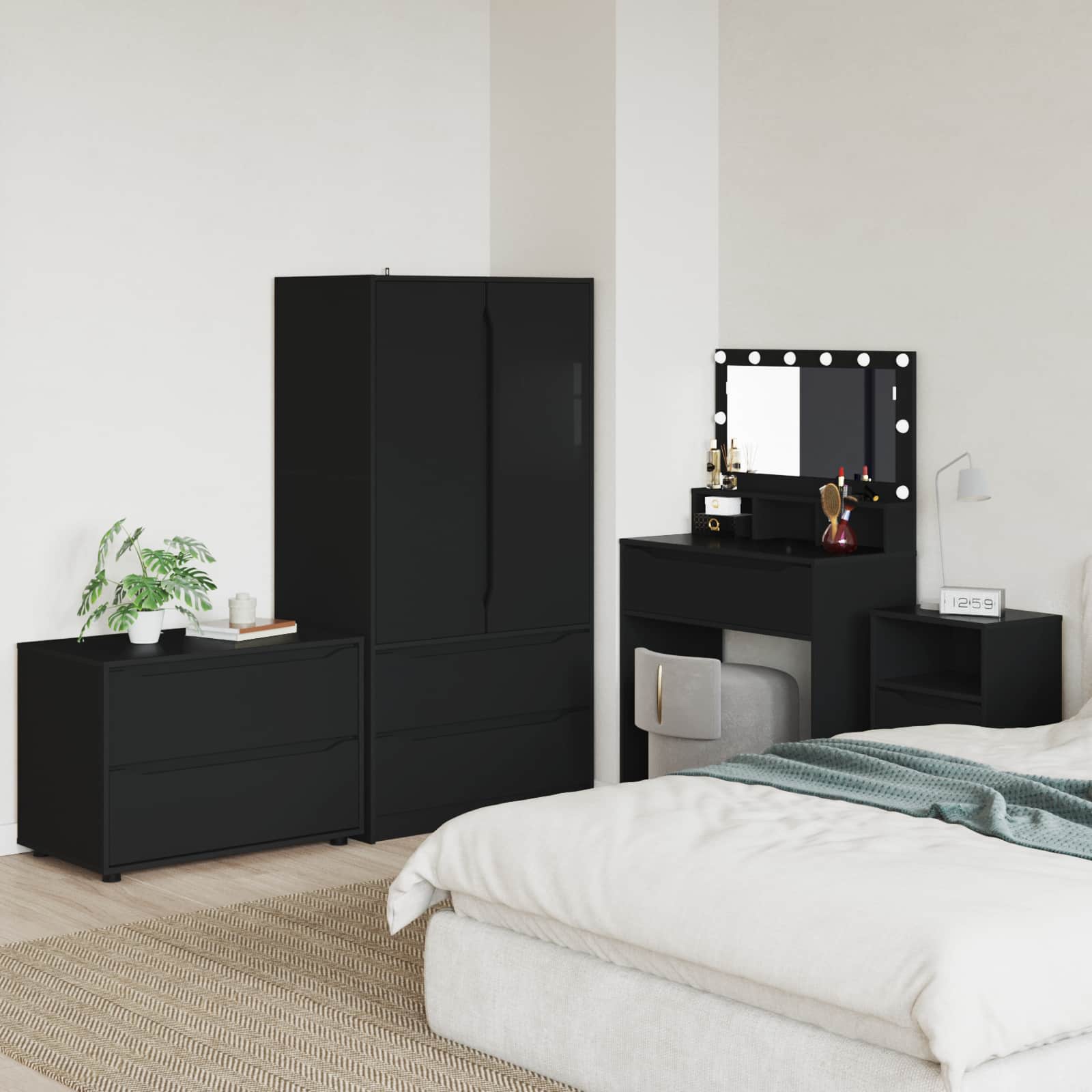 Armoire de rangement 80 x 48 x 57 cm Bois d'ingénierie Noir - XIOS