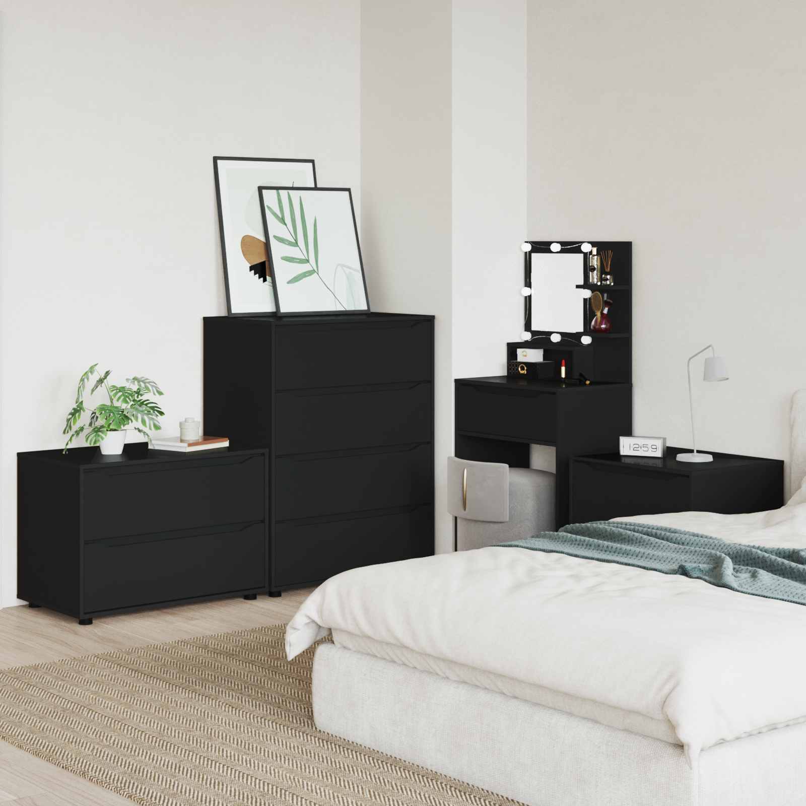 Armoire de rangement 80 x 48 x 57 cm Bois d'ingénierie Noir - XIOS