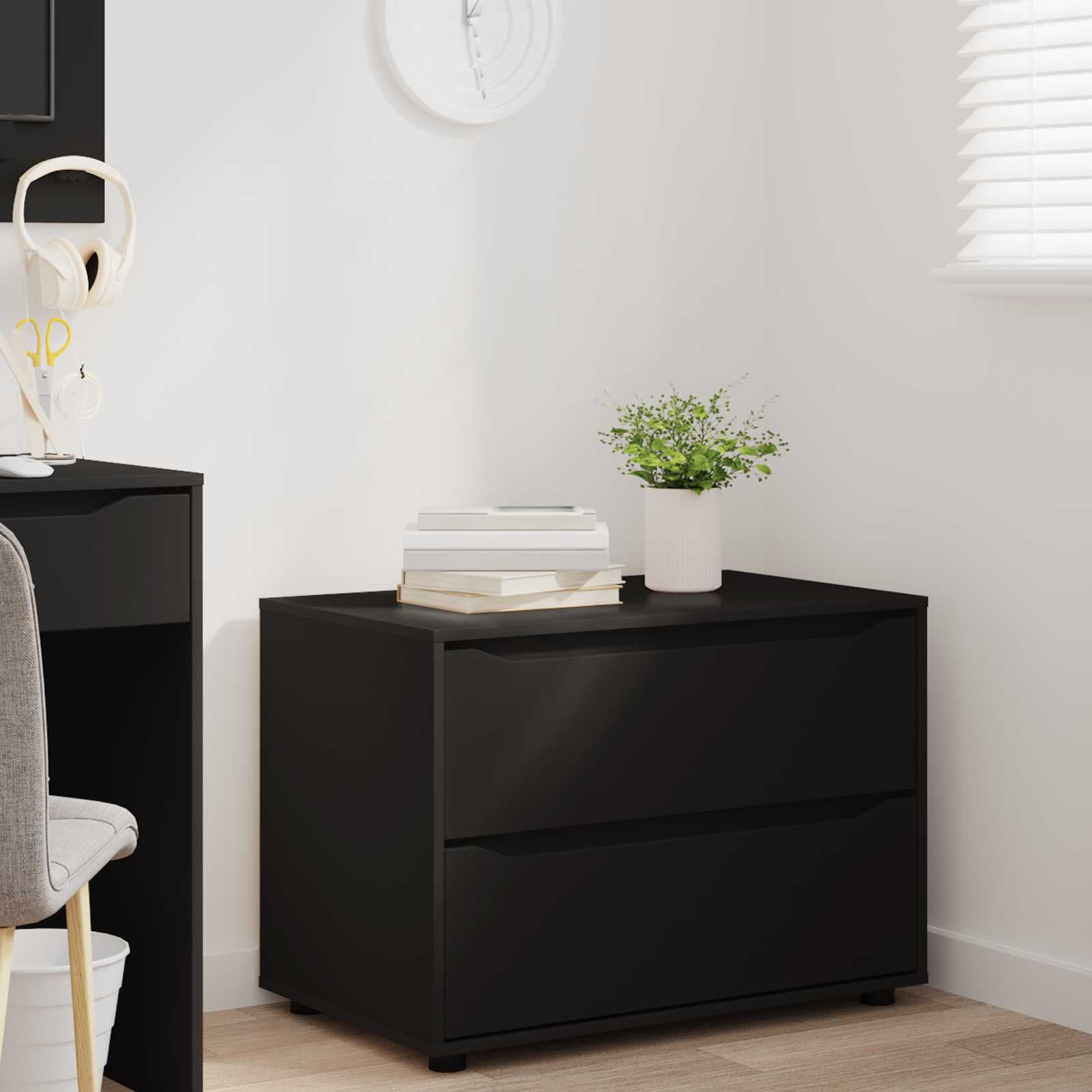 Armoire de rangement 80 x 48 x 57 cm Bois d'ingénierie Noir - XIOS