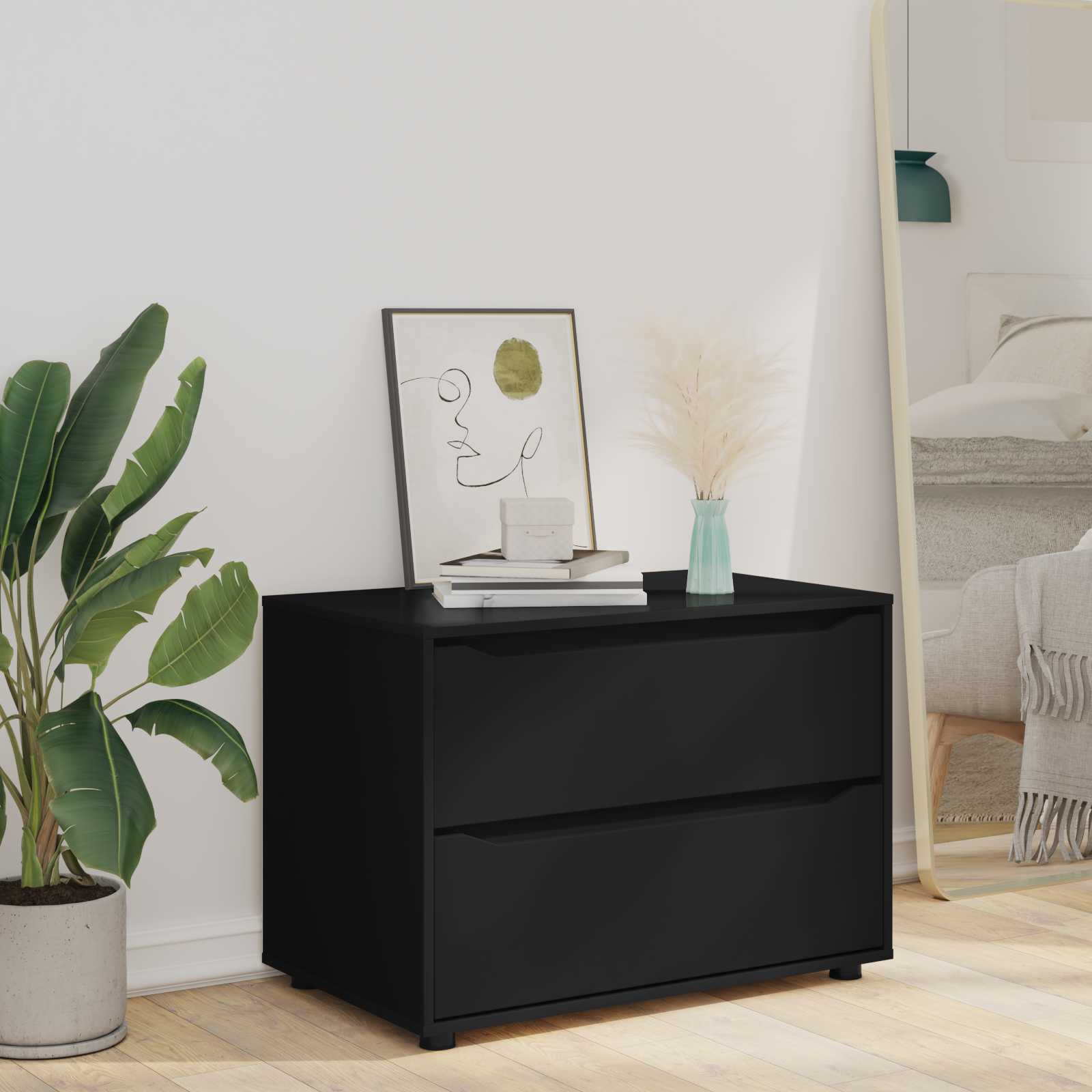 Armoire de rangement 80 x 48 x 57 cm Bois d'ingénierie Noir - XIOS