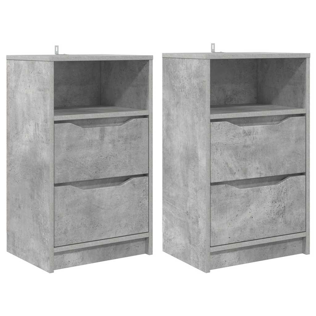 Tables de chevet avec tiroir 2 pcs Gris béton 40 x 30 x 467 cm - XIOS