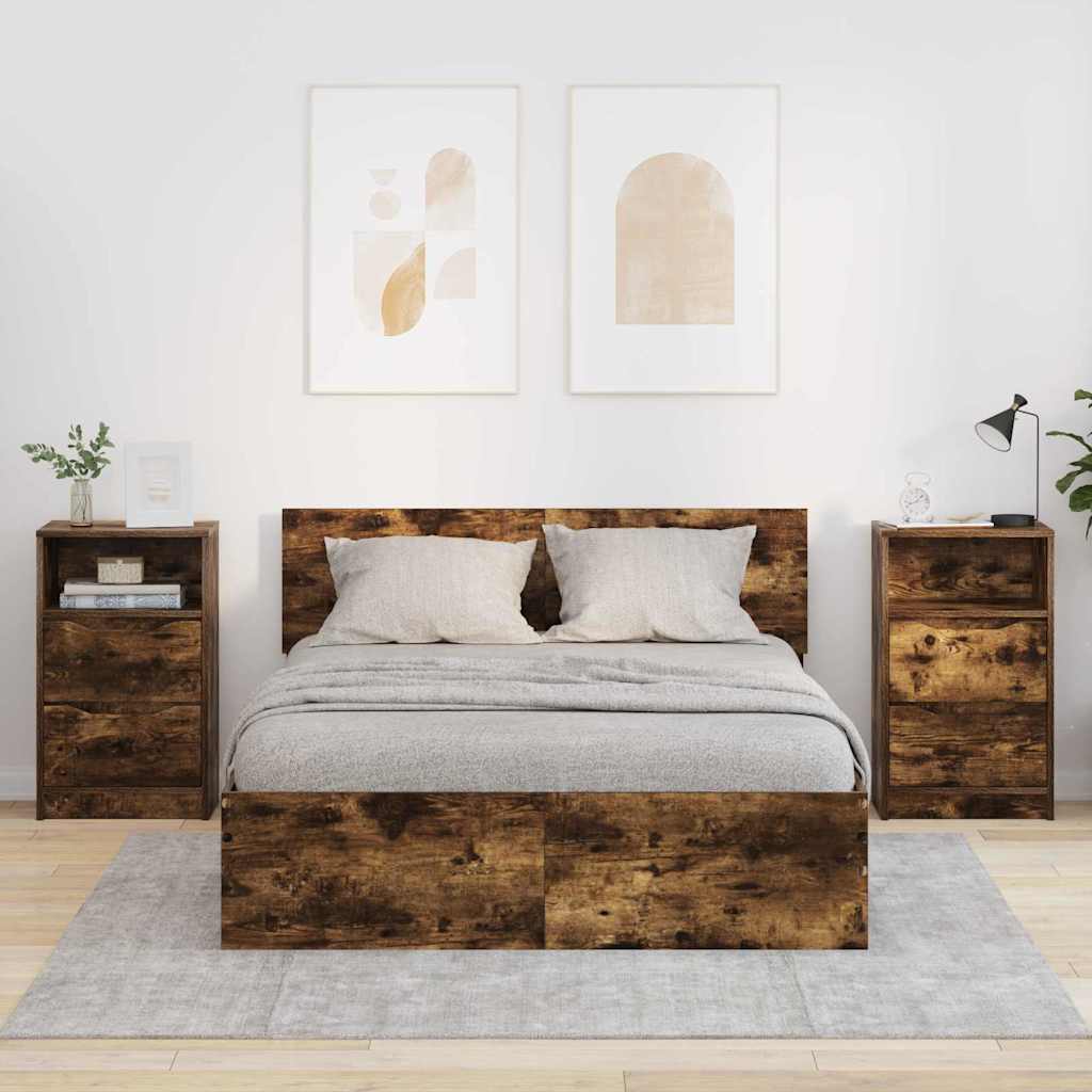 Tables de chevet avec tiroir 2 pcs Chêne fumé 40 x 30 x 467 cm - XIOS