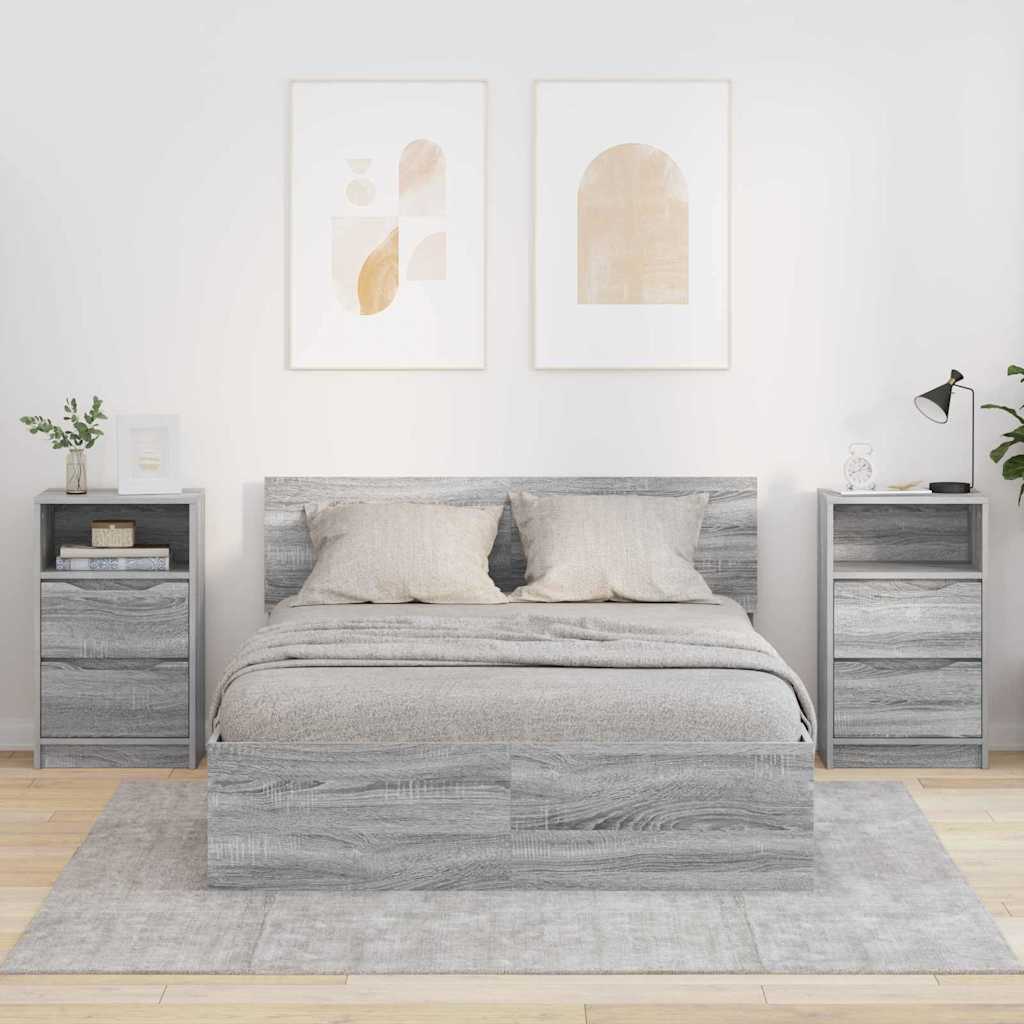 Tables de chevet avec tiroir 2 pcs Gris Sonoma 40 x 30 x 467 cm - XIOS