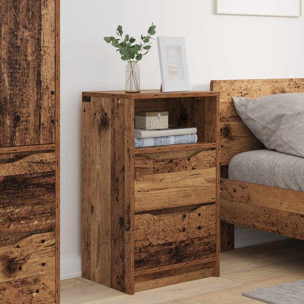 Tables de chevet avec tiroir 2 pcs Bois Ancien 40 x 30 x 467 cm - XIOS