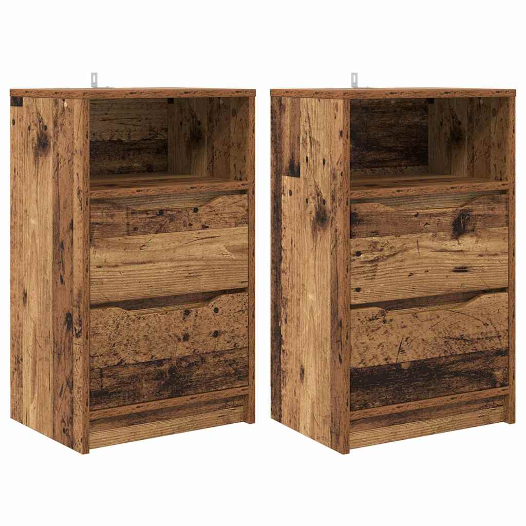 Tables de chevet avec tiroir 2 pcs Bois Ancien 40 x 30 x 467 cm - XIOS