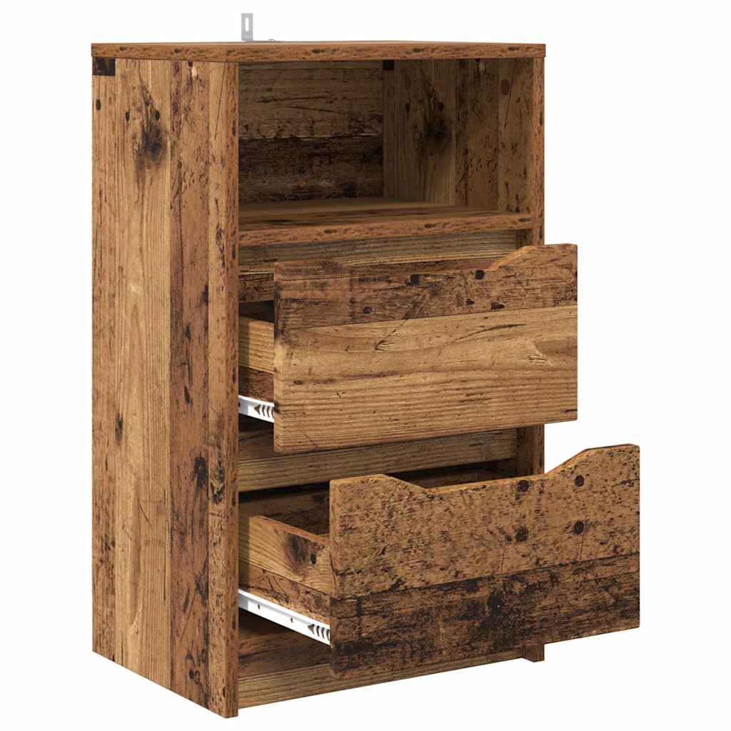 Tables de chevet avec tiroir 2 pcs Bois Ancien 40 x 30 x 467 cm - XIOS