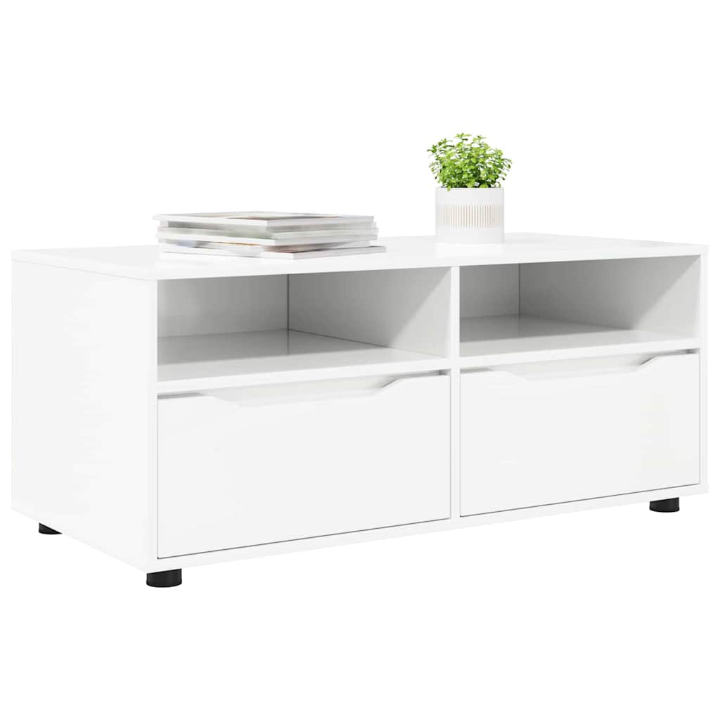 Meuble TV Blanc brillant 100 x 48 x 43 cm Bois d'ingénierie - XIOS