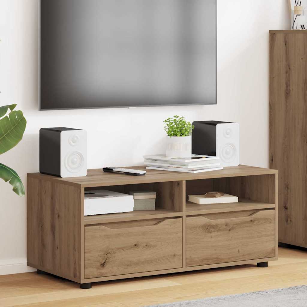 Meuble TV Chêne artisanal 100 x 48 x 43 cm Bois d'ingénierie - XIOS