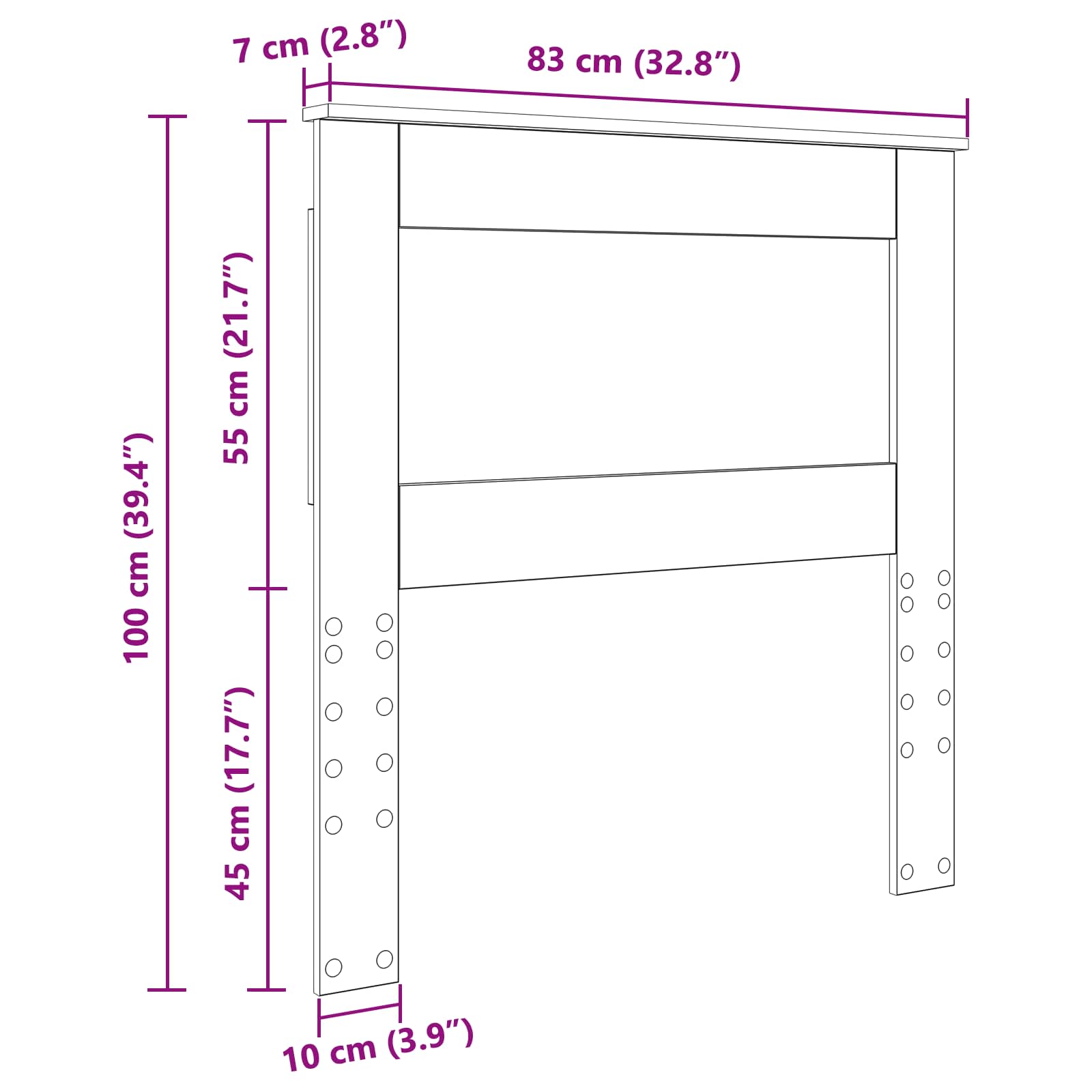 Tête de lit avec tête de lit Blanc 80 cm Bois d'ingénierie