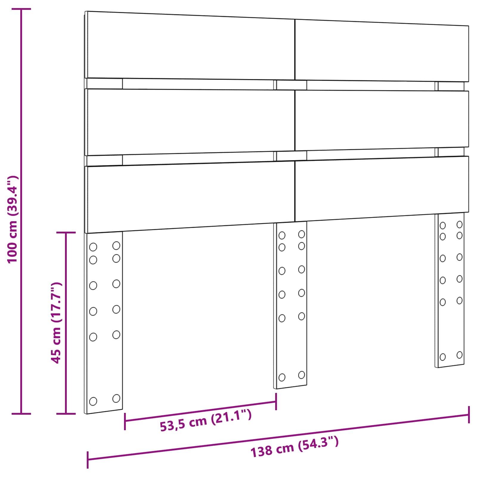 Tête de lit Gris Sonoma 135 cm Bois d'ingénierie - XIOS