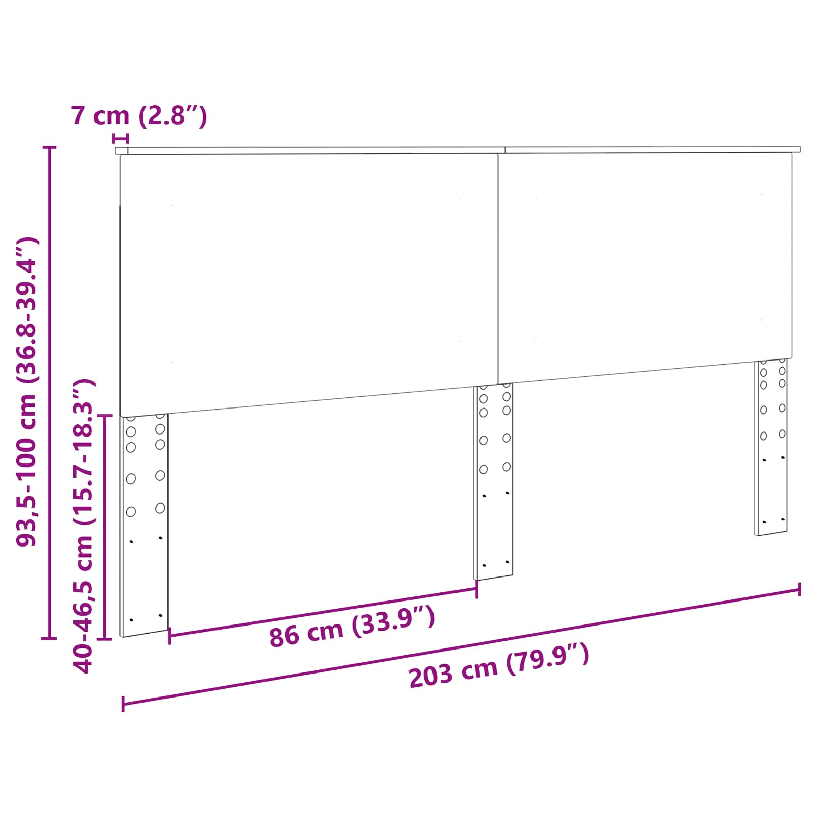 Tête de lit avec tête de lit Blanc 200 cm Bois d'ingénierie - XIOS