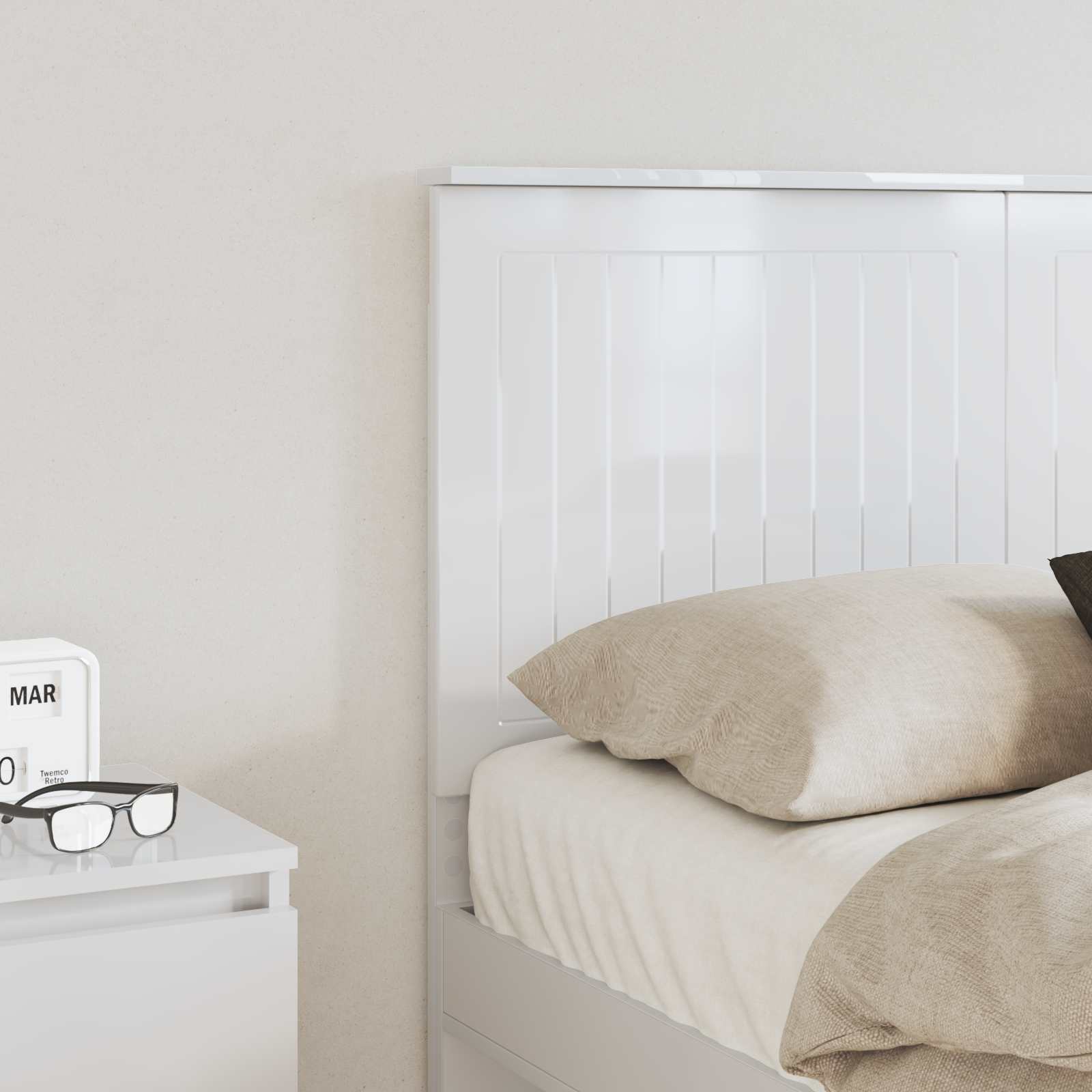 Tête de lit Blanc Brillant 135 cm Bois d'ingénierie - XIOS
