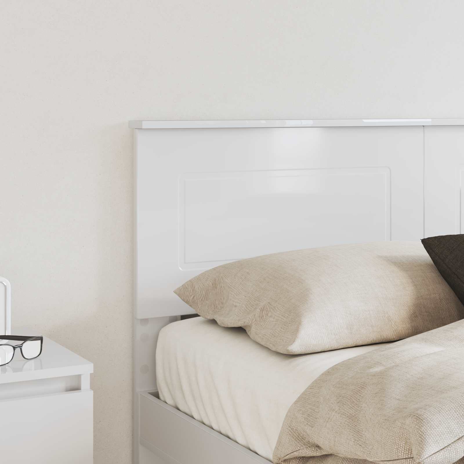 Tête de lit Blanc Brillant 135 cm Bois d'ingénierie - XIOS