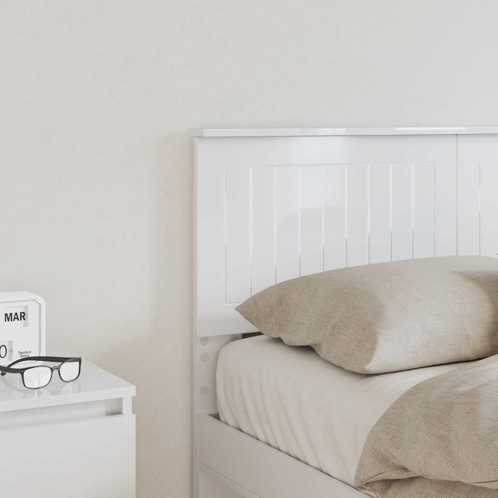 Tête de lit Blanc Brillant Bois d'ingénierie - XIOS