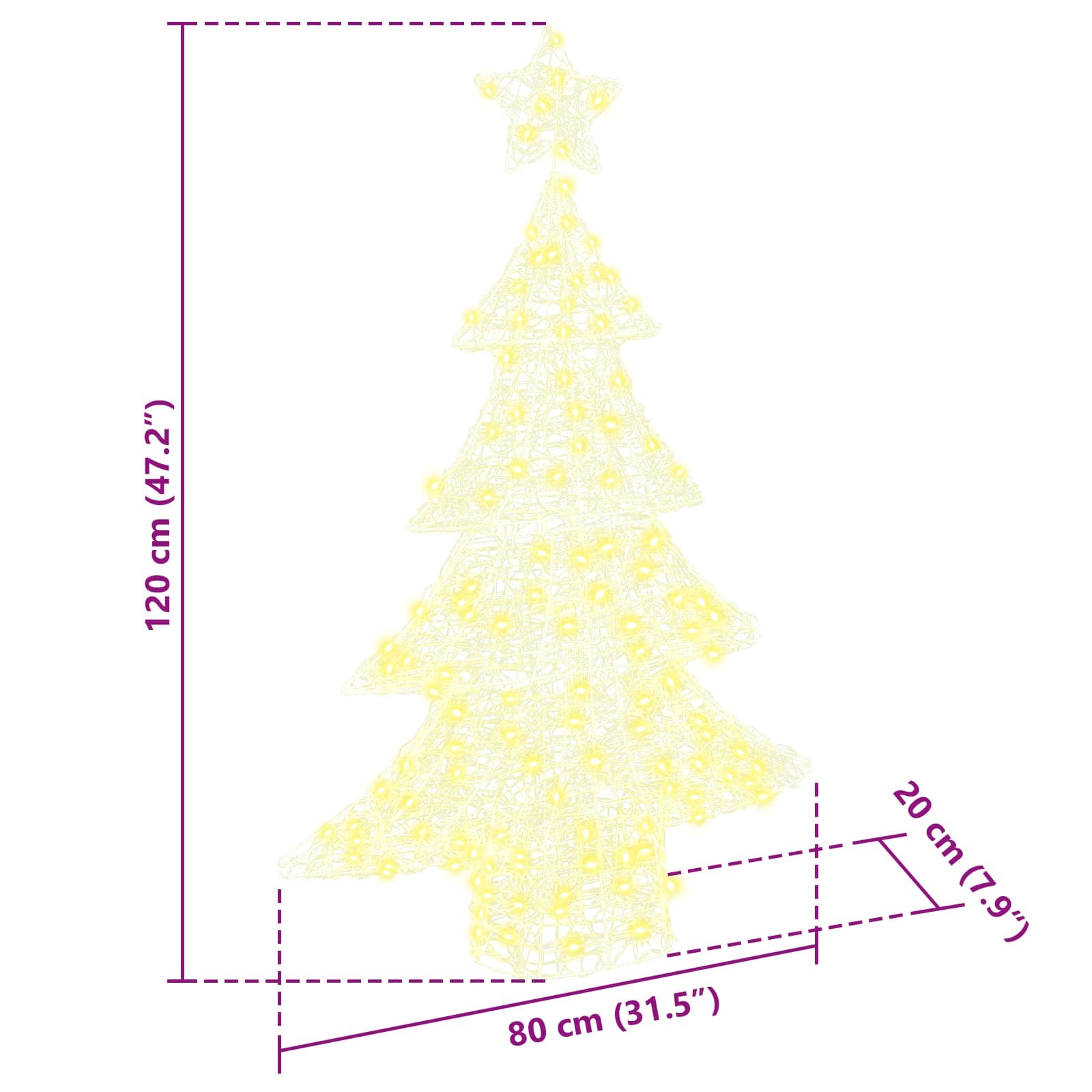 Sapin de Noël avec 100 LED Blanc chaud 120 cm Acrylique - XIOS