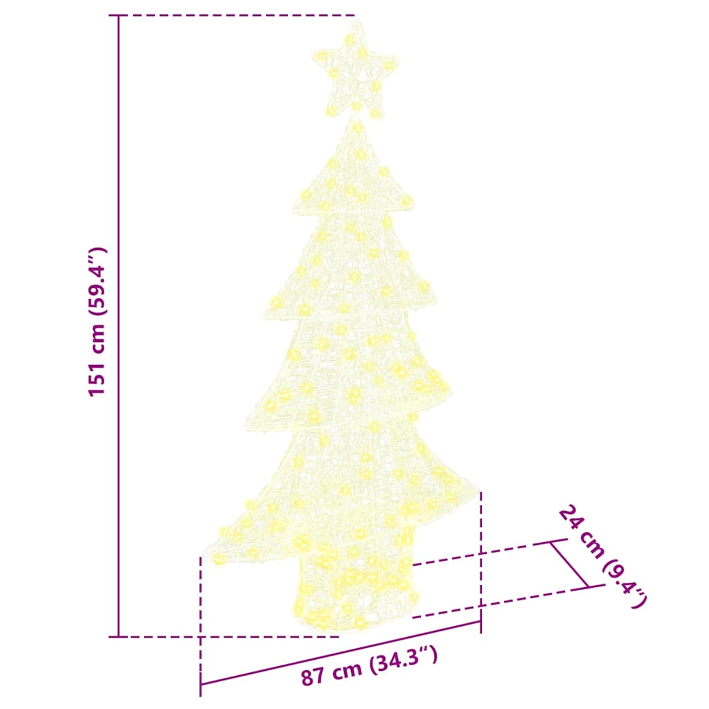 Sapin de Noël avec 160 LED Blanc chaud 150 cm Acrylique - XIOS