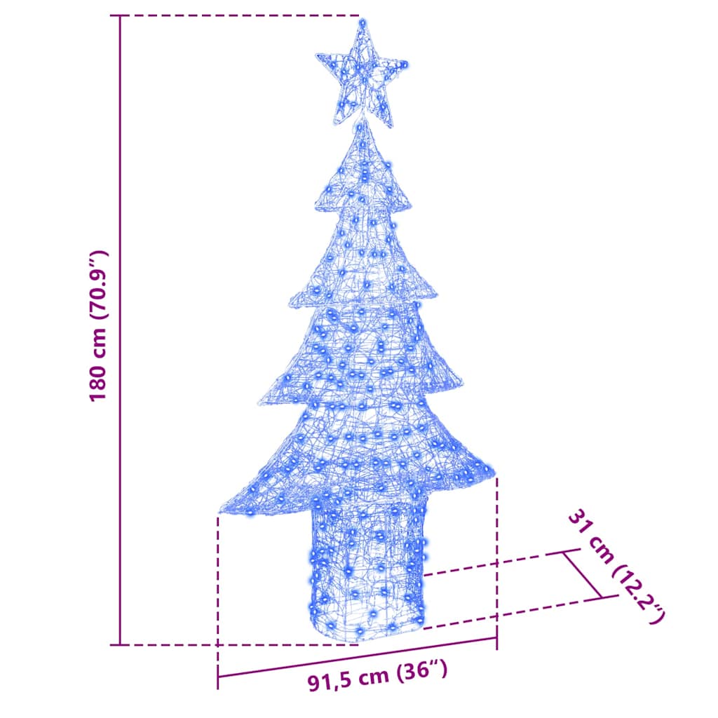 Sapin de Noël avec 240 LED Bleu 180 cm Acrylique - XIOS