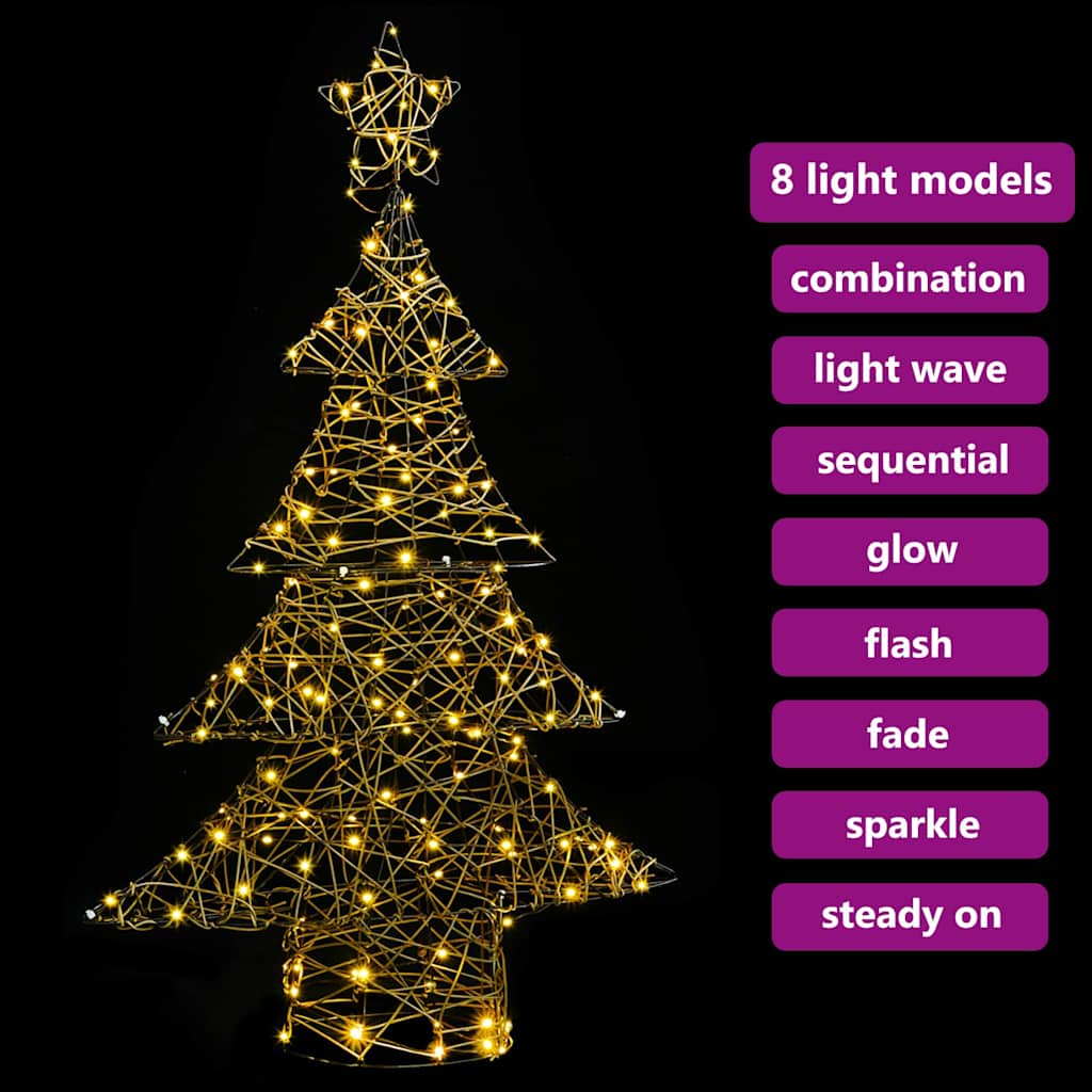 Sapin de Noël avec 120 LED Blanc chaud 150 cm Rotin - XIOS