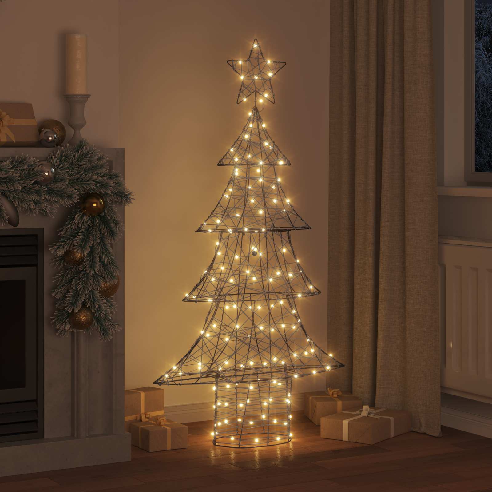 Sapin de Noël avec 160 LED Blanc chaud 150 cm Rotin - XIOS