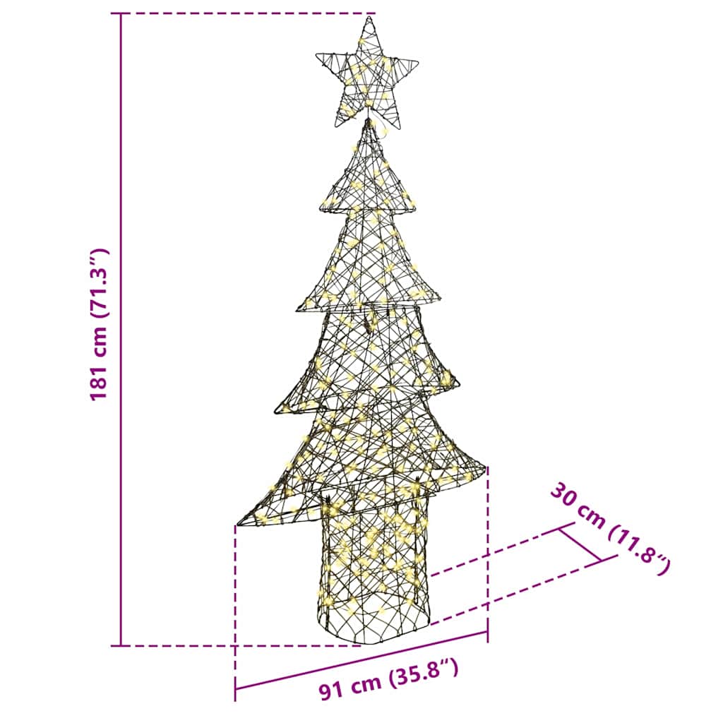 Sapin de Noël avec 240 LED Blanc chaud 180 cm Rotin - XIOS