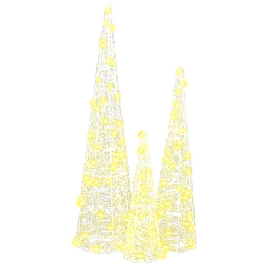 Sapin de Noël 3 pcs Blanc chaud 20 x 20 x 80 cm Acrylique - XIOS