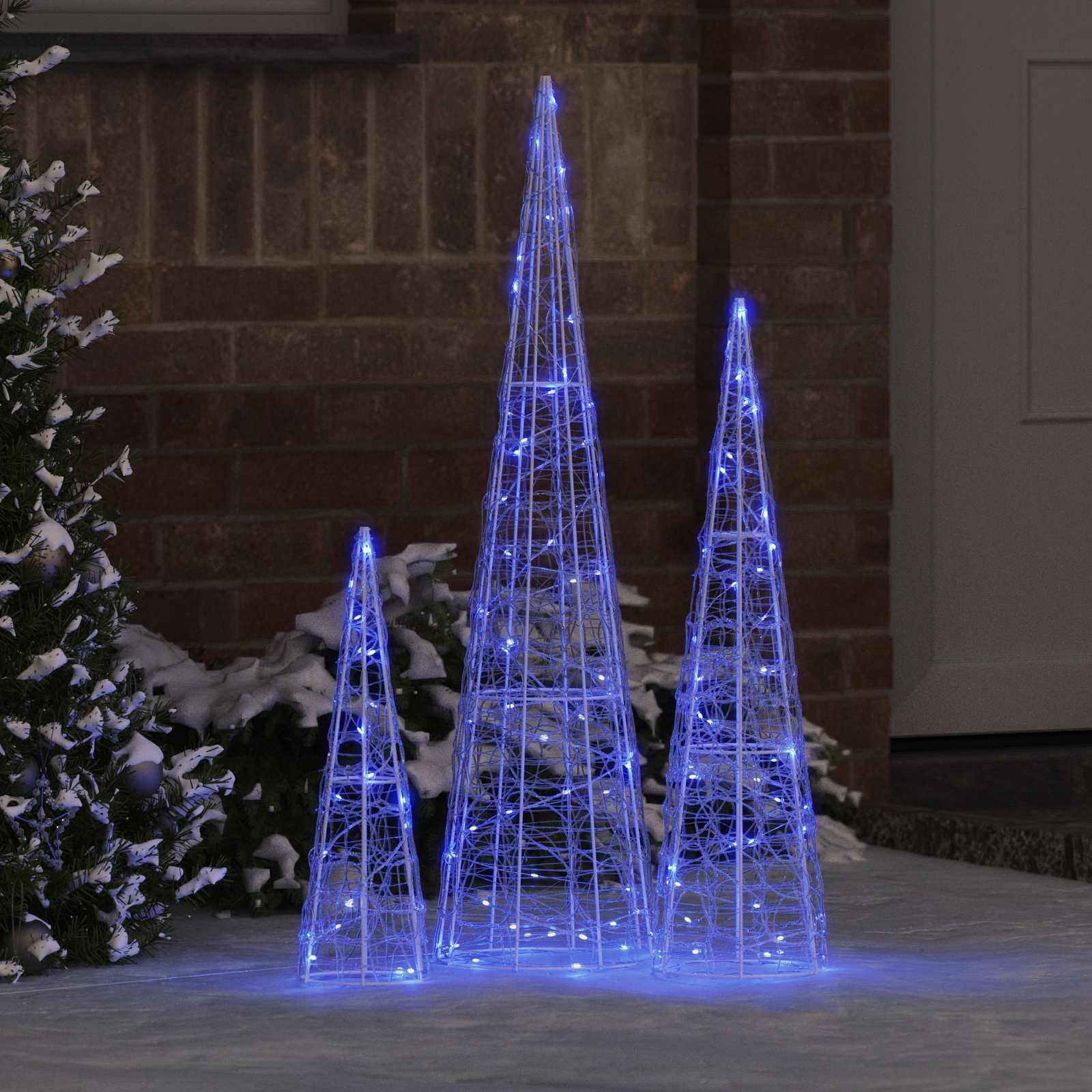 Sapin de Noël 3 pc Bleu 20 x 20 x 80 cm Acrylique 90 LED - XIOS
