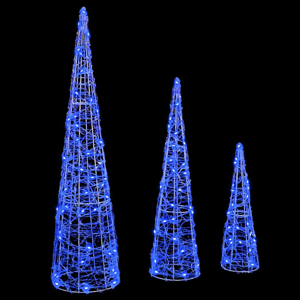 Sapin de Noël 3 pc Bleu 20 x 20 x 80 cm Acrylique 90 LED - XIOS